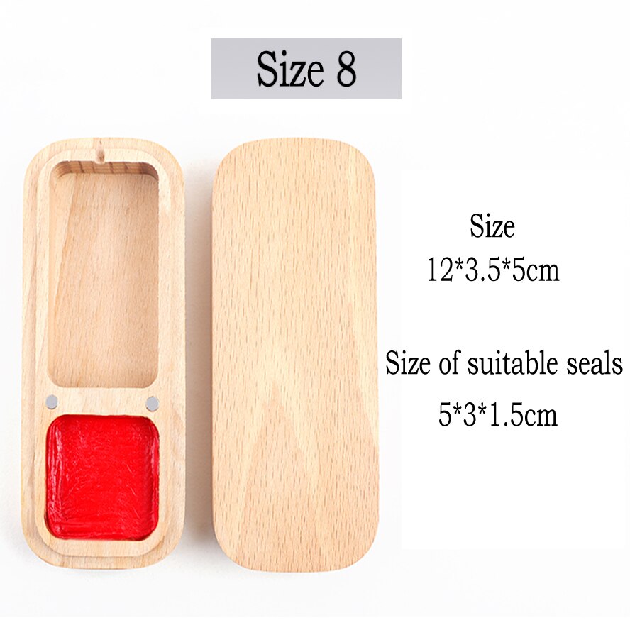 Natural Beech Seal Box Portable Stamp Storage Box Red Inkpad Art Painting Calligraphy Supplies Box: Size 8