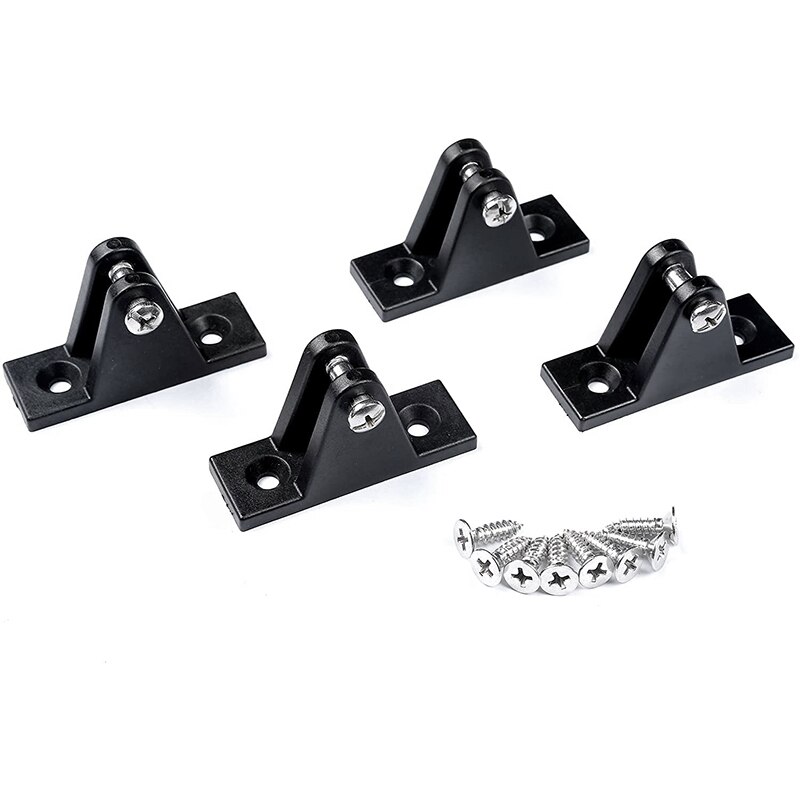 4 paquets bateau Bimini pont supérieur charnières montage plat Nylon noir avec vis Bimini couvercle de bateau supérieur raccord: Default Title