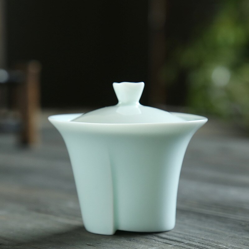 Hvid porcelæn stor skål te terrin vintage keramik gaiwan fedt jadejapansk håndlavet sancai kunst tilbehør boligindretning: G