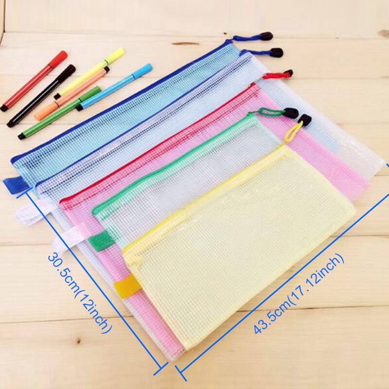 12 Uds. De bolsas de plástico con cremallera para material de papelería, carpeta de archivos, suministros escolares y de oficina, Color aleatorio, A3, A4, A5, A6, B4, B5, B6