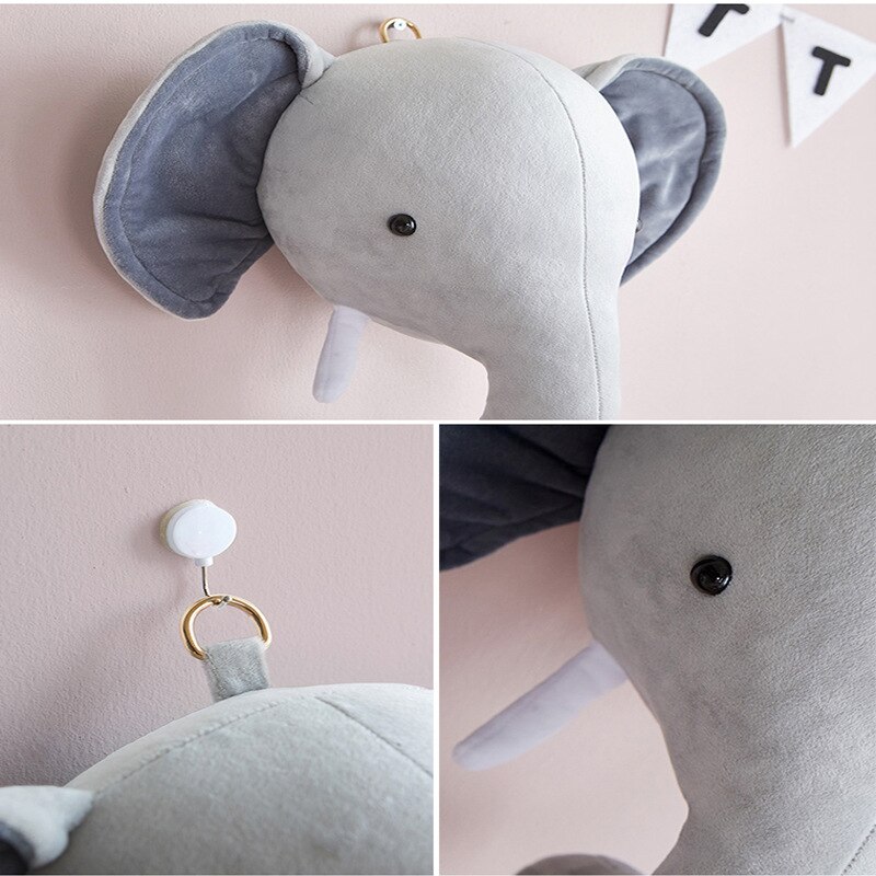 Tête d'animal décoration murale jouets en peluche peluche licorne cerf éléphant têtes tenture murale enfants chambre décoration bébé pépinière décor: elephant