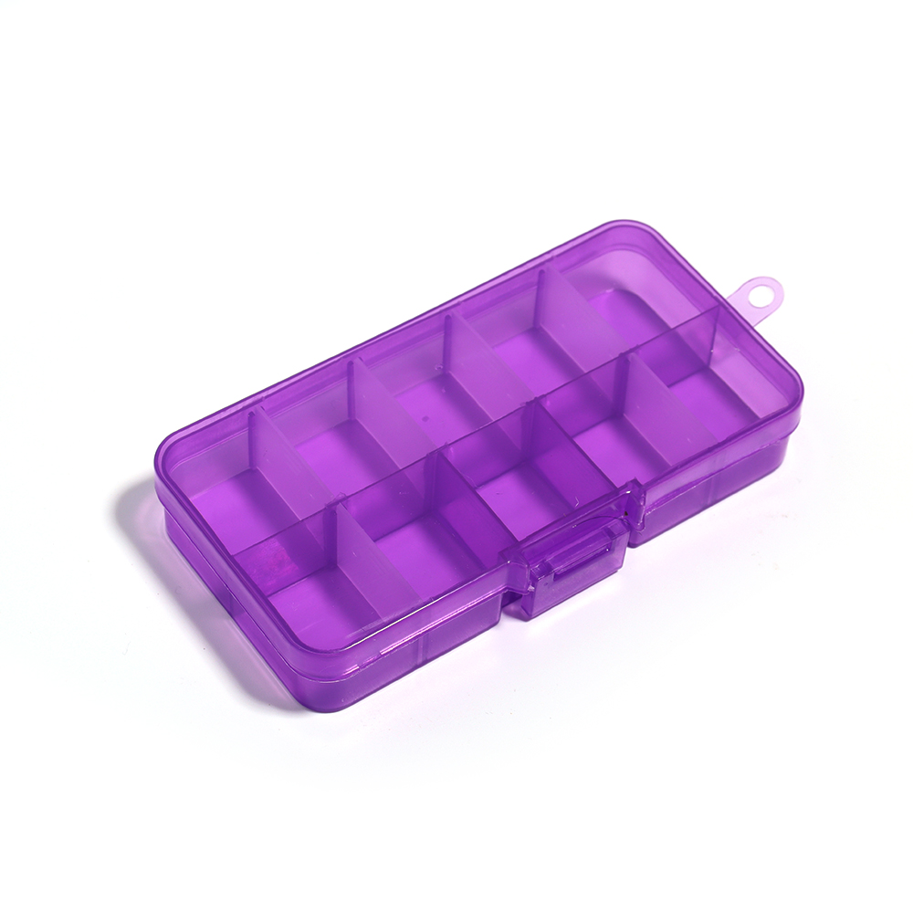 10/15 Grids Plastic Jewelry Box Storage Case Craft Jewelry Beads Earrings Compartment Adjustable Display Organizer Container: PURPLE