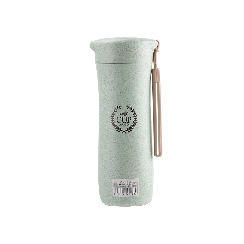 Simpel nordico bebe hvede halm flaske ris husk drikkeflaske med låg naturlig ren husk flaske: Grøn 350ml