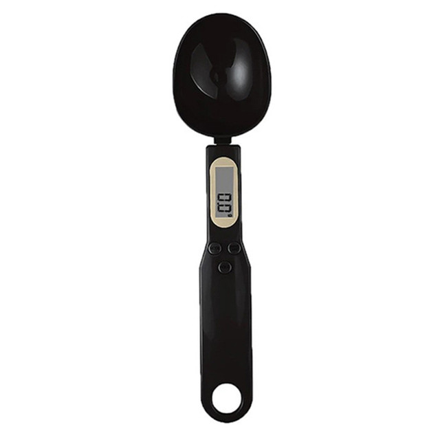 Báscula Digital de cocina, Mini cuchara, báscula electrónica LCD para alimentos, herramienta de cocina de medición de peso de 0,1-500g para hornear café con leche: Negro