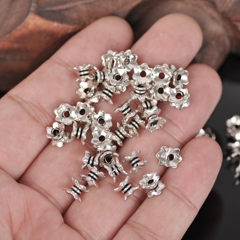 50 stücke Tibetischen Silber Farbe 7x4mm Metall verlieren Abstandshalter Perlen viel für Schmuck, sterben DIY Handwerk