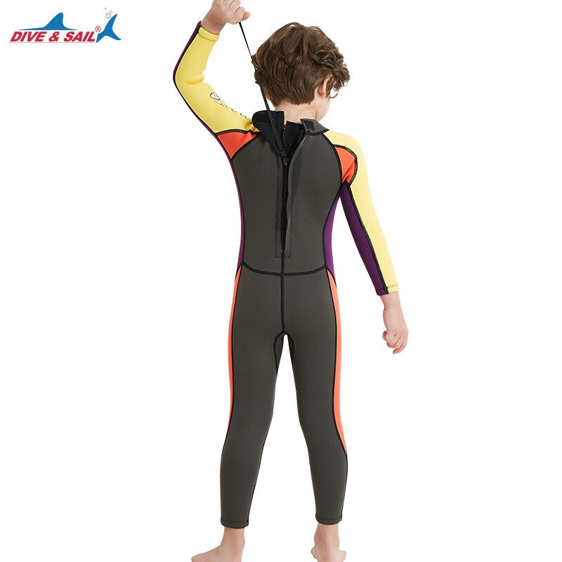 2.5MM Neoprene Kids Diving Suit Warm One-Piece Long Sleeve Wetsuit Boys UV Protection Swimwear Snorkeling Surfing Scuba Wet Suit