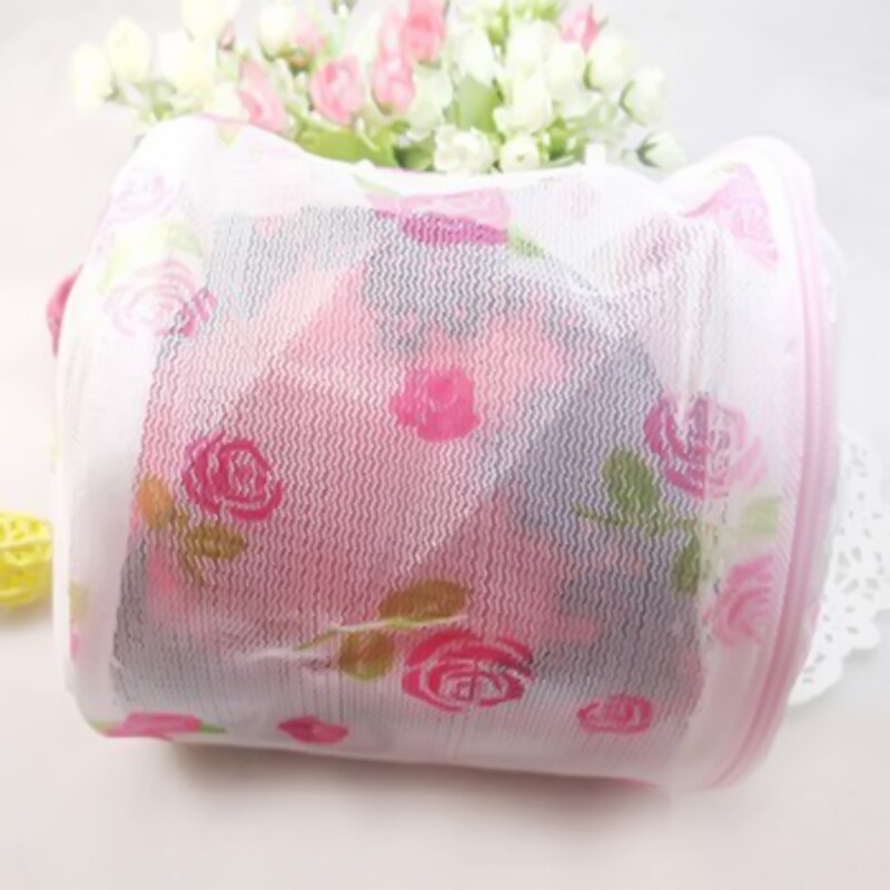 Folding Floral Laundry Net Mesh Bag Organizer Underwear Bra Washing Machine Aid Basket Zipped Wash Hamper Bag Organizer