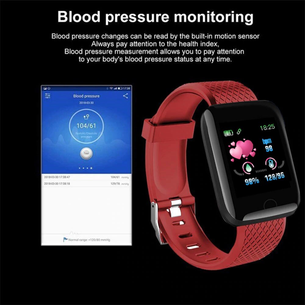 Rovtop 116 montre intelligente pour hommes mesure de la pression artérielle étanche Fitness Tracker montre moniteur de fréquence cardiaque podomètre bracelet intelligent