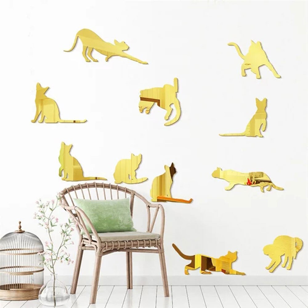 JM317 3D geometric acrylic mirror wall paste living room decoration self-adhesive mirror paste can be removed