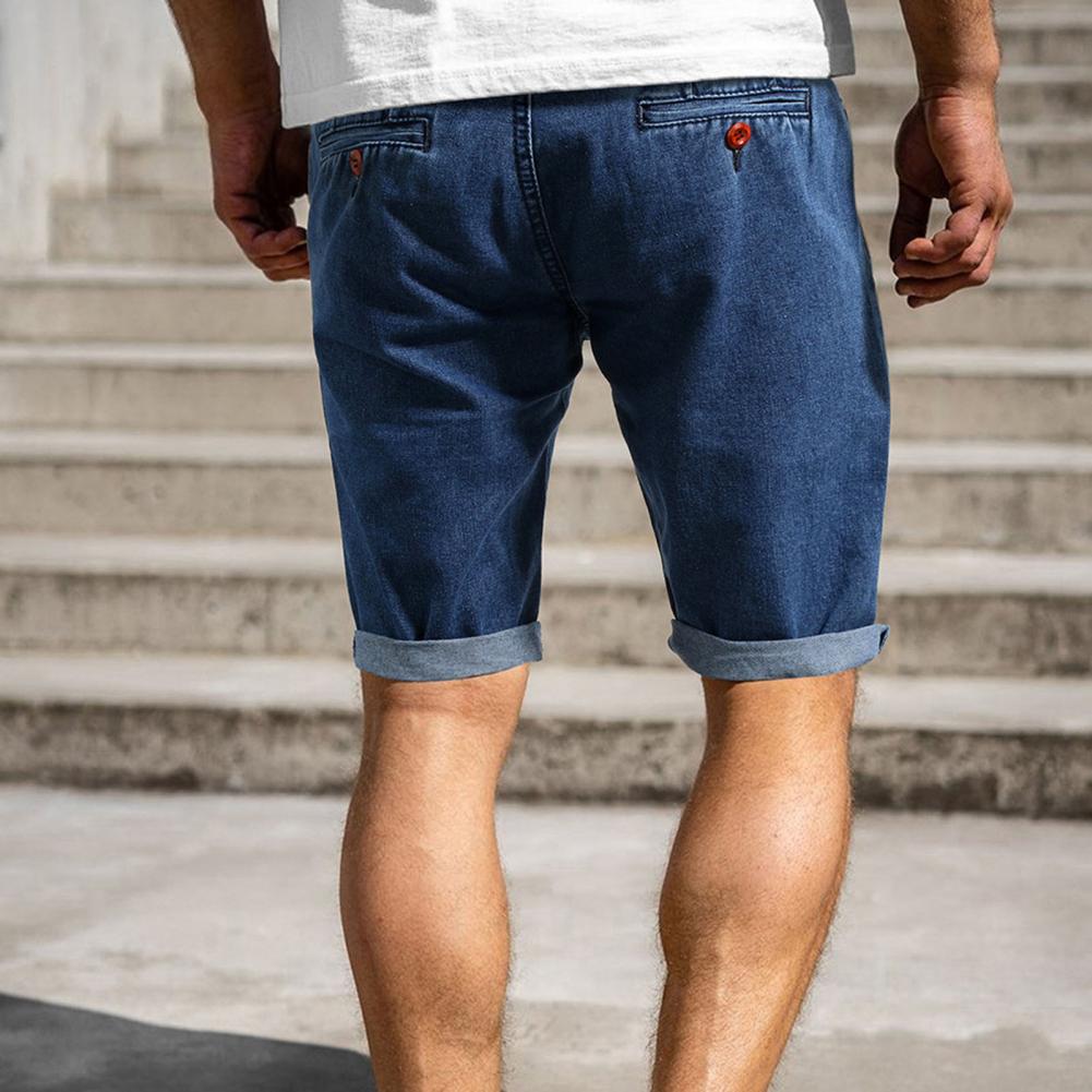 Casual Men's Short Jeans Casual Retro Elastic Denim Shorts Mid Rise Male Brand Clothes Plus Size Shorts