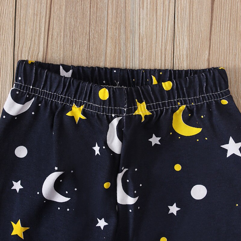 Efterår baby børn ugle måne stjerne trykt pyjamas sæt 2 stk drenge piger top bukser søde træningsdragt