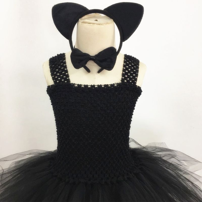 Børn piger halloween kostume pettiskirt kjole pandebånd binde hale jakkesæt