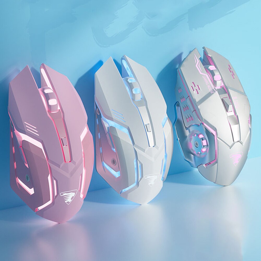Wiederaufladbare 2.4-ghz -gaming-maus, kabellose bluetooth-maus, geräuschlos, ergonomisch, led-hintergrundbeleuchtung, kompatibel mit ios und android.