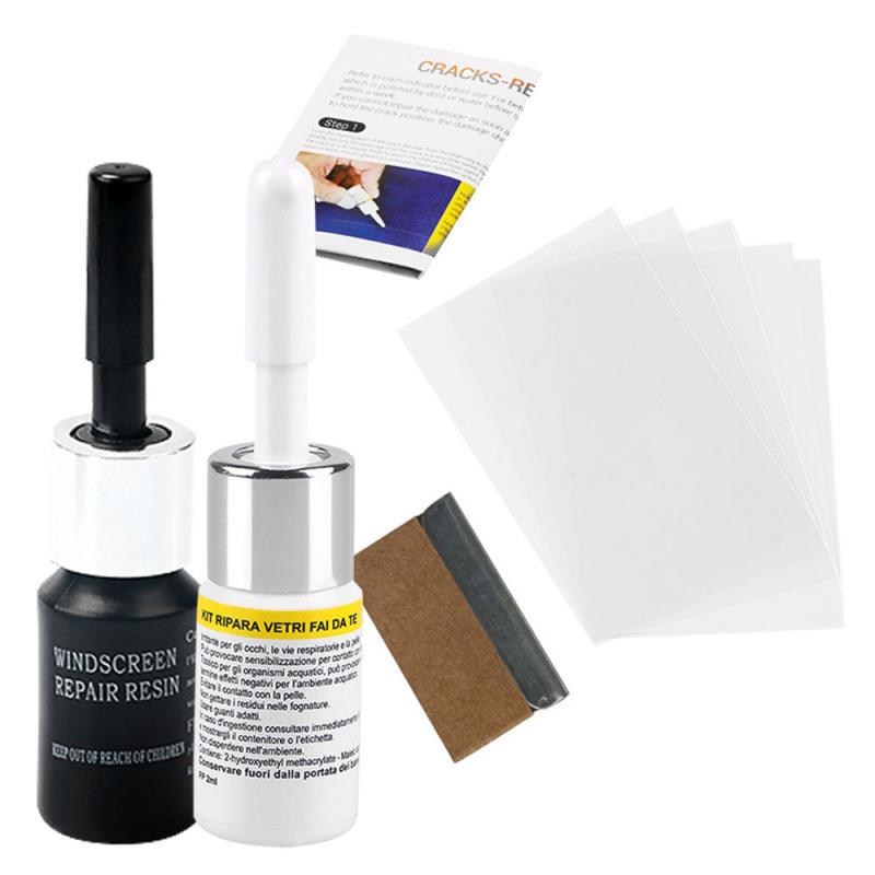 1Set Gebarsten Glas Reparatie Schoon Kit Voorruit Nano Reparatie Vloeistof Diy Autoruit Telefoon Scherm Reparatie Kras Crack Herstellen TSLM1: black and white