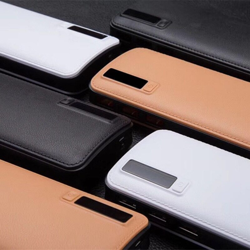 20000mAh Power Bank Leather Shell LED High Capacity 3 USB Portable Power Bank for Mobile Phone Iphone Xiaomi Huawei Power Bank: black