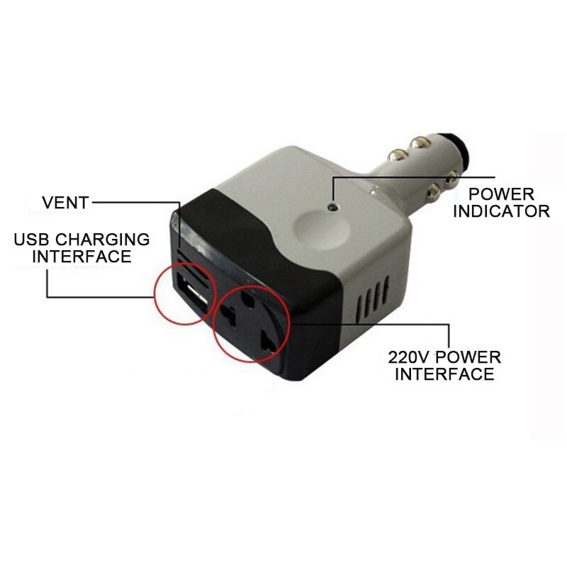 Transformador de potencia Universal para coche de 12/24v a 220v, cargador de teléfono móvil, Interfax, Usb, ahorro de energía y duradero