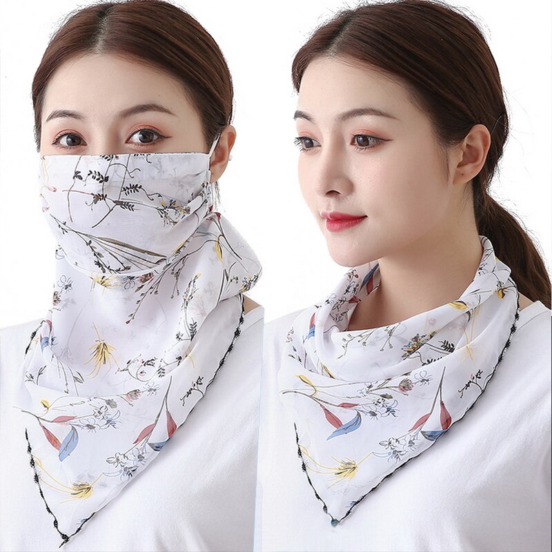 Women Choffin Face Mouth scarf Sun Protection Scarves Neck Cover Solid Hiking Riding Ring Wraps Desiner Print: MC1