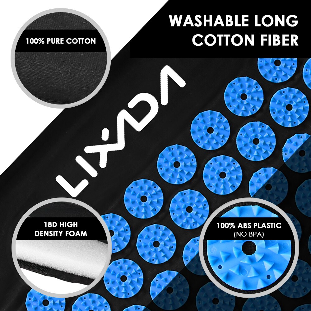 Lixada Acupressure Mat and Pillow Set with 2pcs Spiky Massage Balls for Back/Neck/Feet Pain Relief and Muscle Relaxation