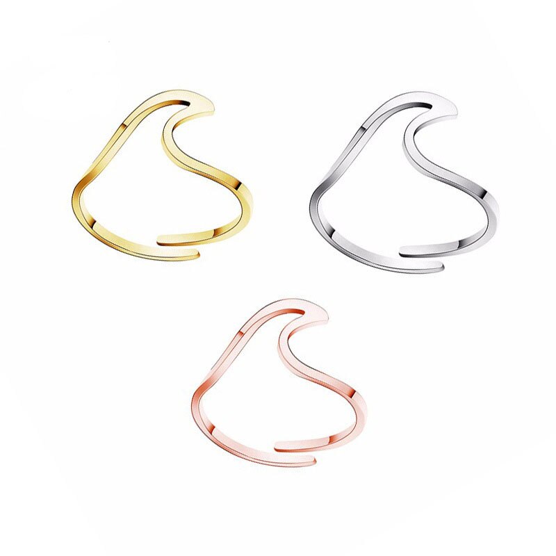 Re Resizable Wave Wedding Ring Voor Vrouwen Sieraden Accessoires Engagement Ring Vrouwen Jurk Party Ring Rvs J40