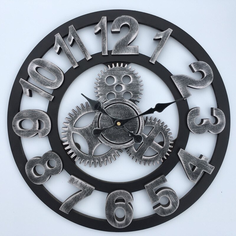 1314 Handmade Oversized 3D Wall Clock Retro Rustic Decorative Luxury Art Big Gear Wooden Large Wall Clock on The Wall Decore
