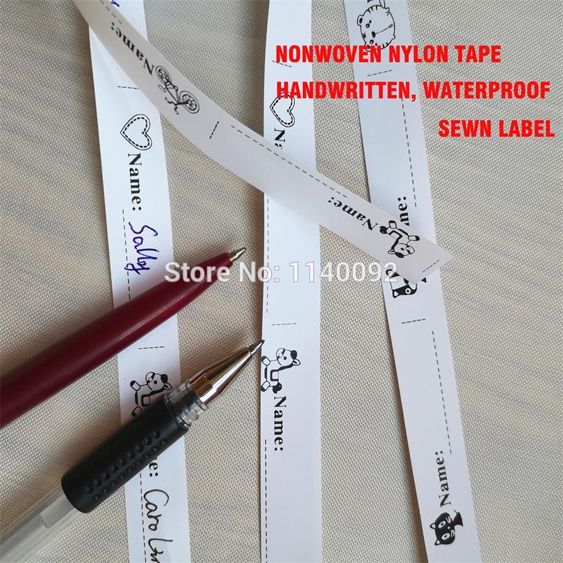 custom non-woven fabric handwritten name/kids name label/DIY brand name/clothing care label/printed label 200 pcs