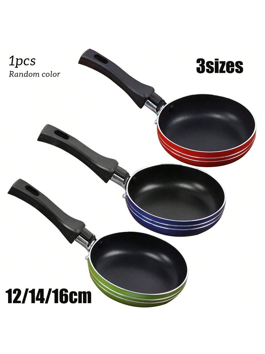 12cm/14cm/16cm Mini Frying Pan Non-Stick Steel Frypan Pot Saucepan Random Color For Cookware Kitchen Cookware（Random color）