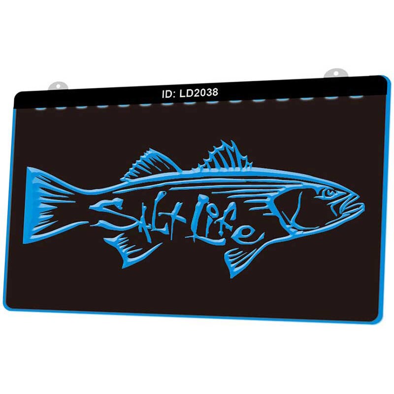 LD2038 Salf Life Fish 3D Engraving LED Light Sign Multiple Color Free Retail