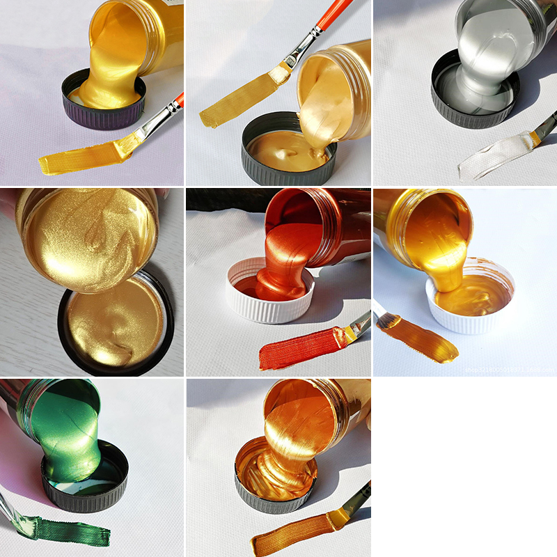 Peinture acrylique dorée, couleur métallique, imperméable, non délavée, 60/100Ml