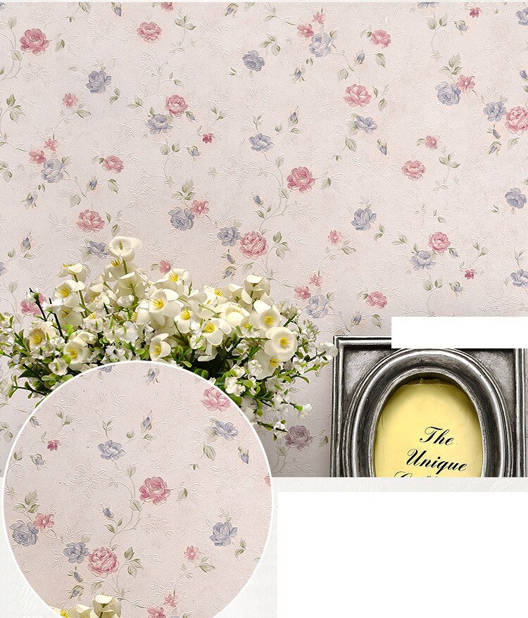 Papel tapiz coreano rosa púrpura floral PVC impermeable para dormitorio Sala pared rollo de papel decoración del hogar 10MX53CM