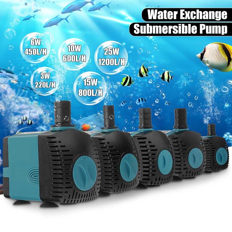 3/6/10/15/25W Ultra-Quiet Submersible Water Pump Filter Fish Pond Aquarium Water Fountain Pump Tank