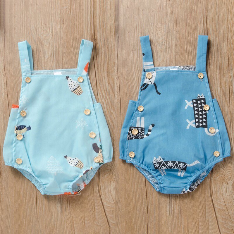 Été bébé garçons filles body coton sans manches dessin animé imprimé fronde combinaison une-pièce vêtements
