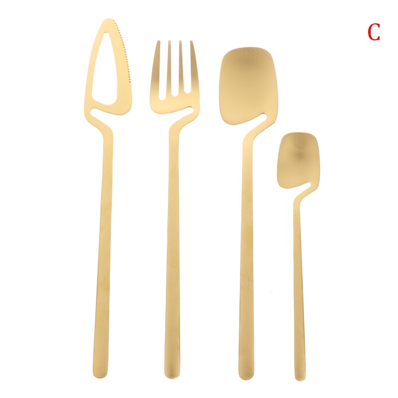 4Piece Rainbow Cutlery Kitchen Utensil Set Cutlery Set Stainless Steel: C