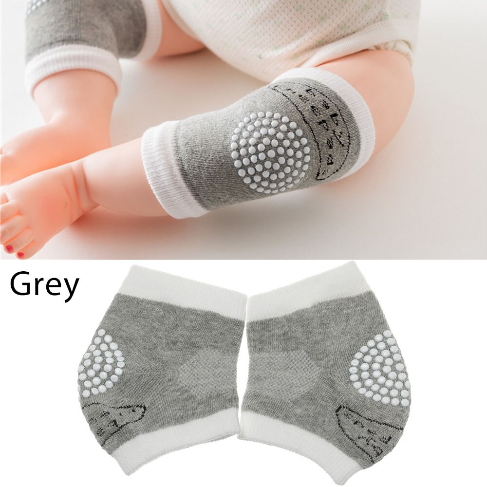 Un par de calcetines transpirables de seguridad para niños que gatean, almohadillas de seguridad para bebés, calentadores de piernas para bebés, calcetines transpirables antideslizantes para gatear: B-Gray