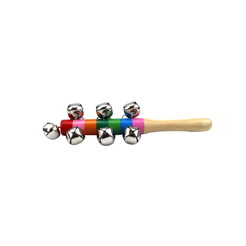 Holz Rassel Regenbogen Farbe Hand Rassel Griff Holz Aktivität Glocke Ring Regenbogen Musical Instrument Regenbogen Shaker Stock Kleinkind: 1pc