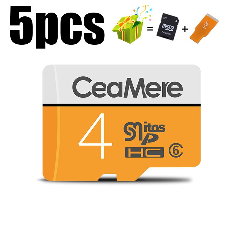 CeaMere tarjeta Micro SD 256GB/128GB/32GB UHS-3 64GB/16GB/8GB Clase 10 UHS-1 tarjeta de memoria Flash de 4GB de memoria Microsd gratis Tarjeta de lector: Class 10 8GB