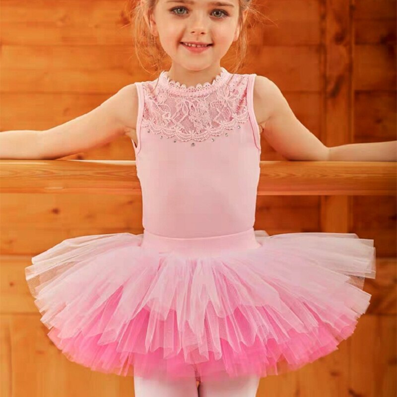 Professionele Kinderen Ballet Tutu Rose Roze Wit Paars Violet Elastische Taille Vier-Layer Mesh Tule Zwanenmeer Dans Bal rok: Roze / S