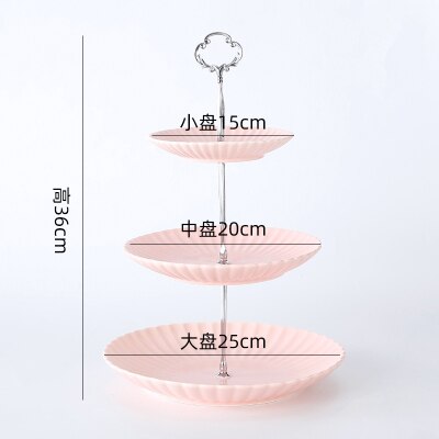 Nordic Ceramic Fruit Plate Three-layer Dessert Plate Cake Plate Multi-Layer Pastry Plate Candy Tray Shelf: G