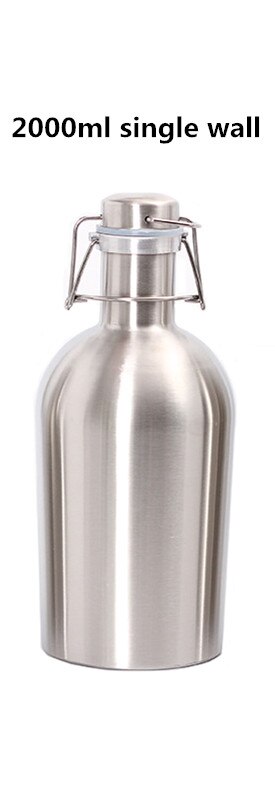 2000ml grande capacidade barril de vinho tinto garrafa de vácuo uísque licor garrafa 304 aço inoxidável 304 álcool vokda hip garrafa lidar com tampa: 2000ml Uninsulated