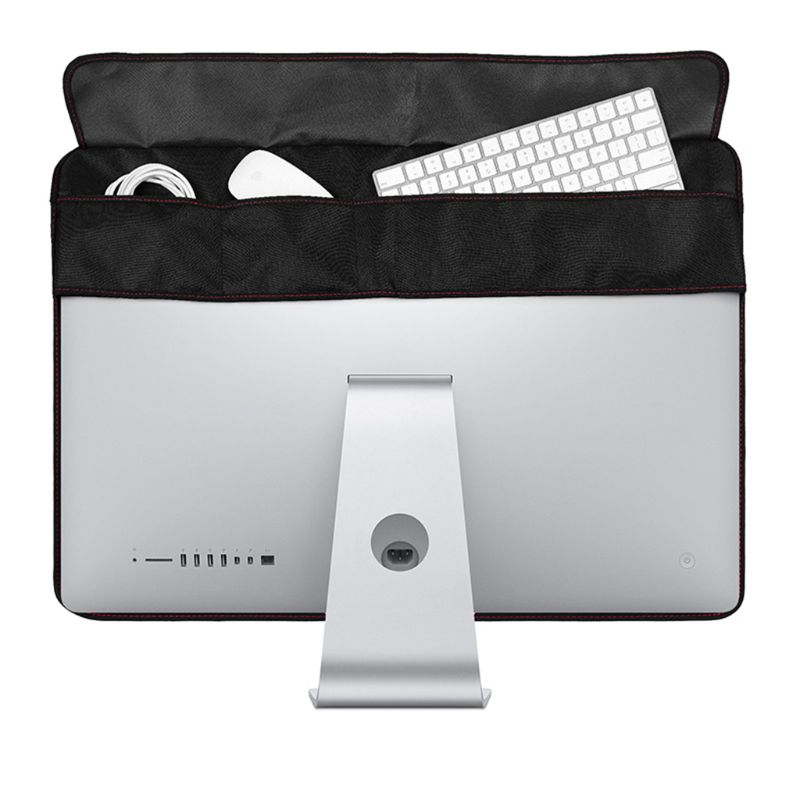 Zwarte stofdichte hoes, waterdichte pu-leren beschermhoes met/zonder vak voor apple imac macbook 21/27 inch scherm