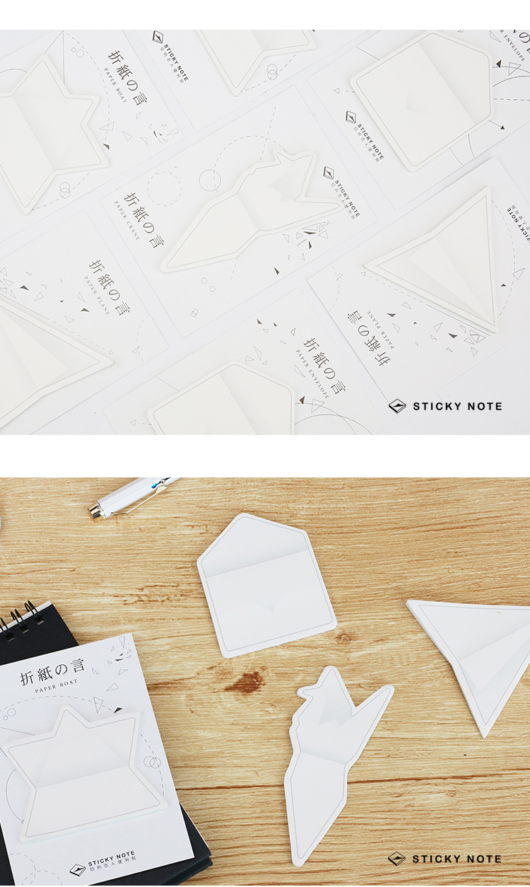 40 stks/partij Papier vouwen sticky note Japanse Origami envelop crane memo pad Decoratieve sticker Kantoor schoolbenodigdheden FM747