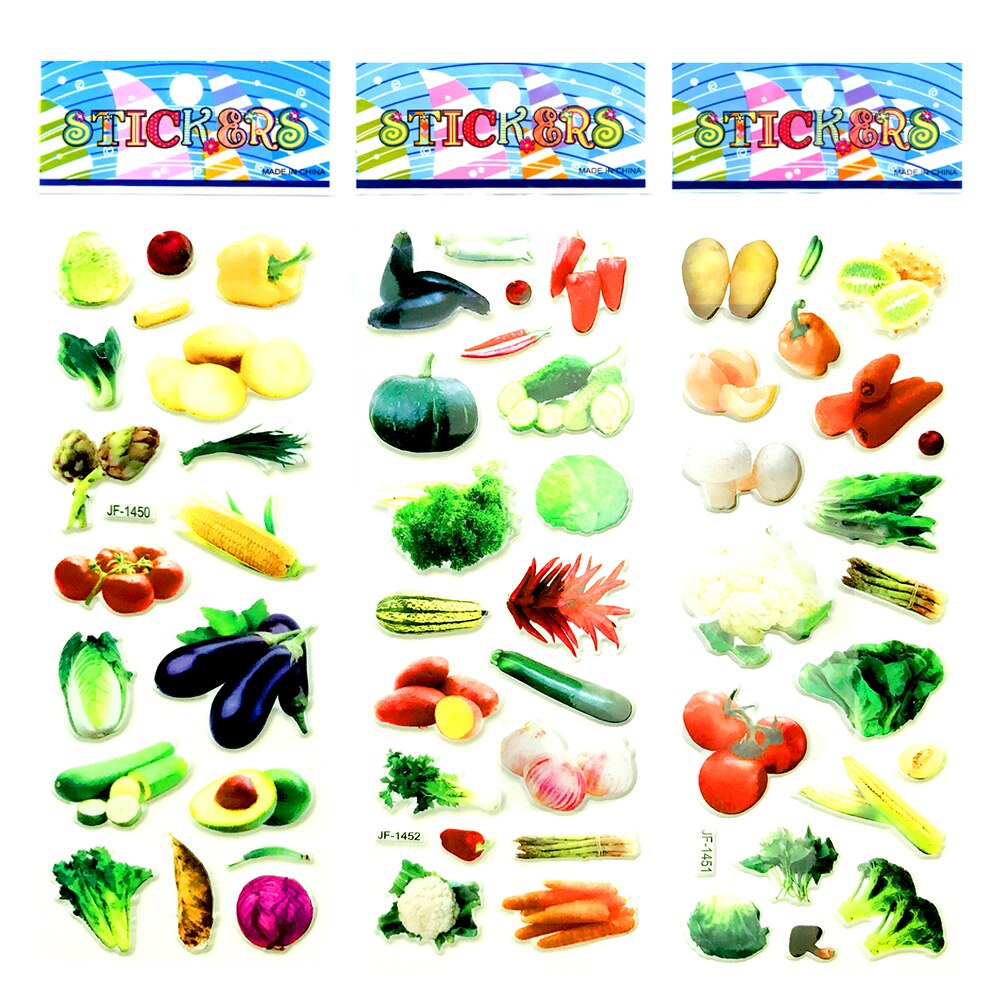 6 ark ægte grøntsager grønne grøntsager tomater scrapbooking boble klistermærker belønning børn legetøj fabrik direkte salg