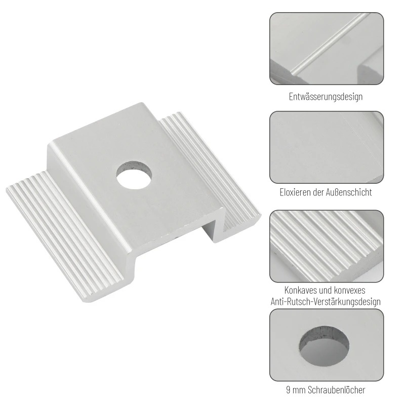 Solarpanel-Mittelklemmen, Photovoltaik-Tafel-Halterung, PV-Tafel, Mittelklemme, Aluminium-Solarklemmen für festes 35–50 mm gerahmtes Solarpanel