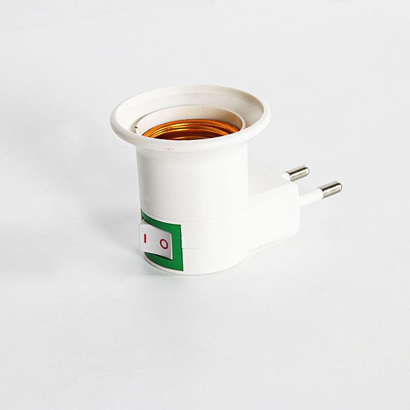 Practical White E27 LED Light Socket To EU Plug Holder Adapter Converter ON/OFF For Bulb Lamp