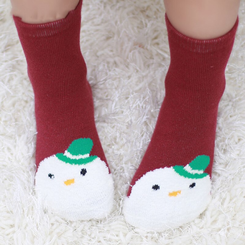 Hylidge Autumn Winter Coral Fleece Baby Socks for Newborns to 4 Years Children's Socks Christmas Santa Claus Elk Anti Slip Socks