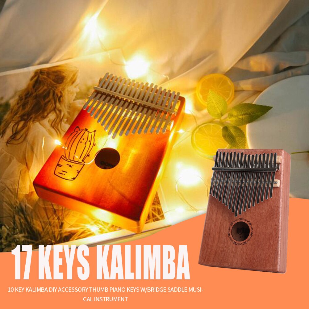 Wood kalimba Musical Instrument Mahogany Thumb Piano Musical Instrument 17 Keys Kalimba Set with Tuning Hammer
