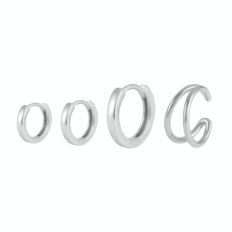 Romad Pendientes Gold Ronde Hoops Oorbellen Vrouwen Trendy Sieraden Set 925 Sterling Zilveren Oorbellen Vrouwen Meisjes Party: Zilver