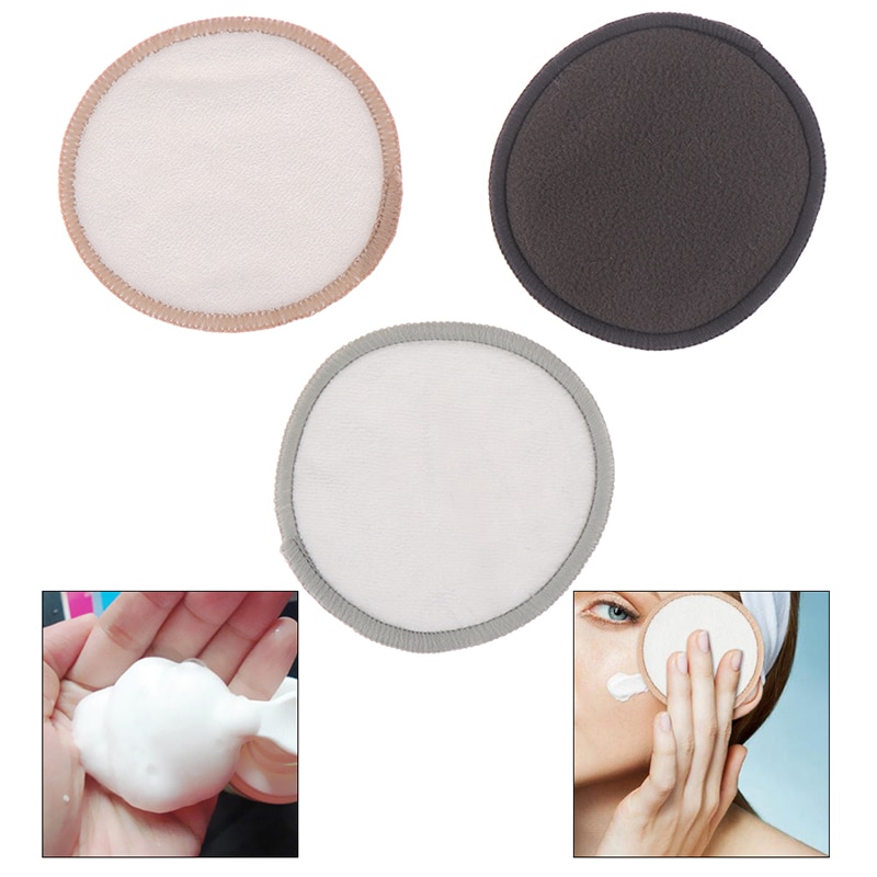 1Pcs Double Sided Makeup Sponge Soft Fiber Lazy Makeup Remover Puff Easy to Use Facial Wash Puff Beauty Make Up Remover Tools
