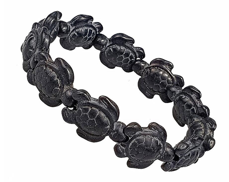 Green Stone Turtle Volcanic Dan Baisong Variety Of Natural Stone Male And Female Models Stretch Bracelet: Default Title