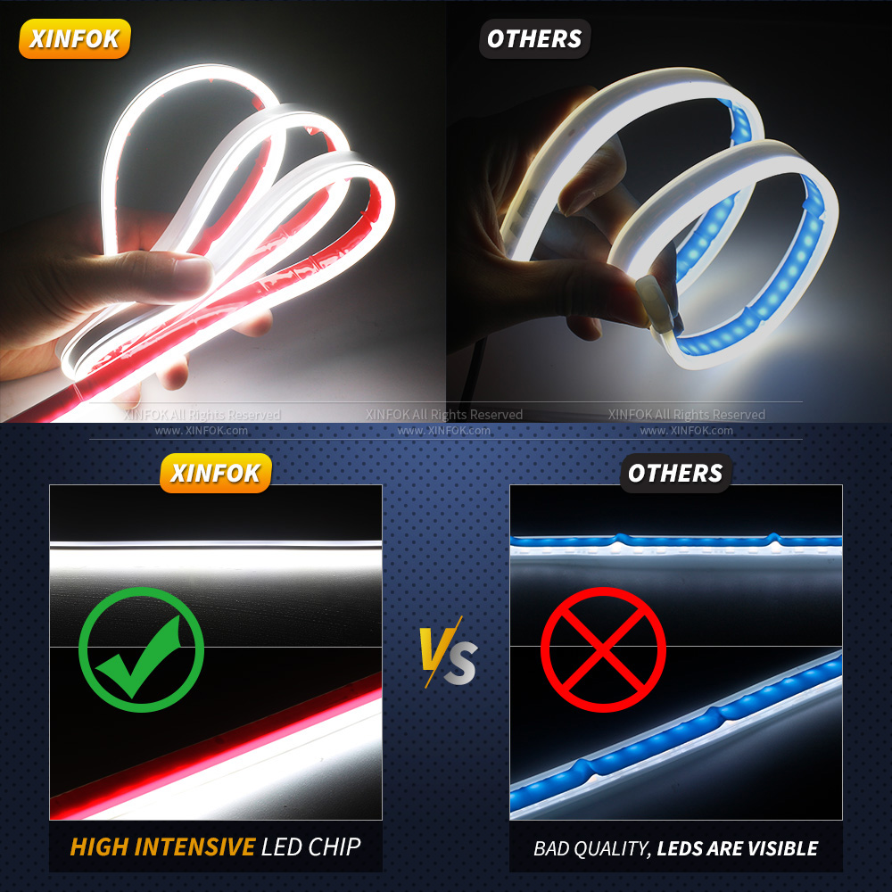 XINFOK LED bande de lumières de capot de voiture universelle Auto lampes d'ambiance décoratives lumières d'ambiance pour voiture feux de jour DRL 12