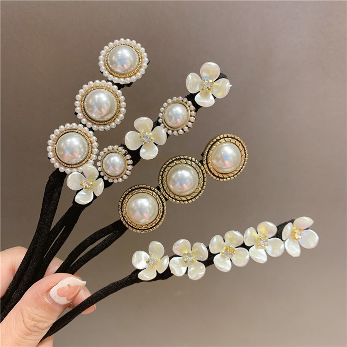 Fabricante de moños de pelo de concha coreana, herramienta para moño de flores y perlas, peinado con volumen perezoso
